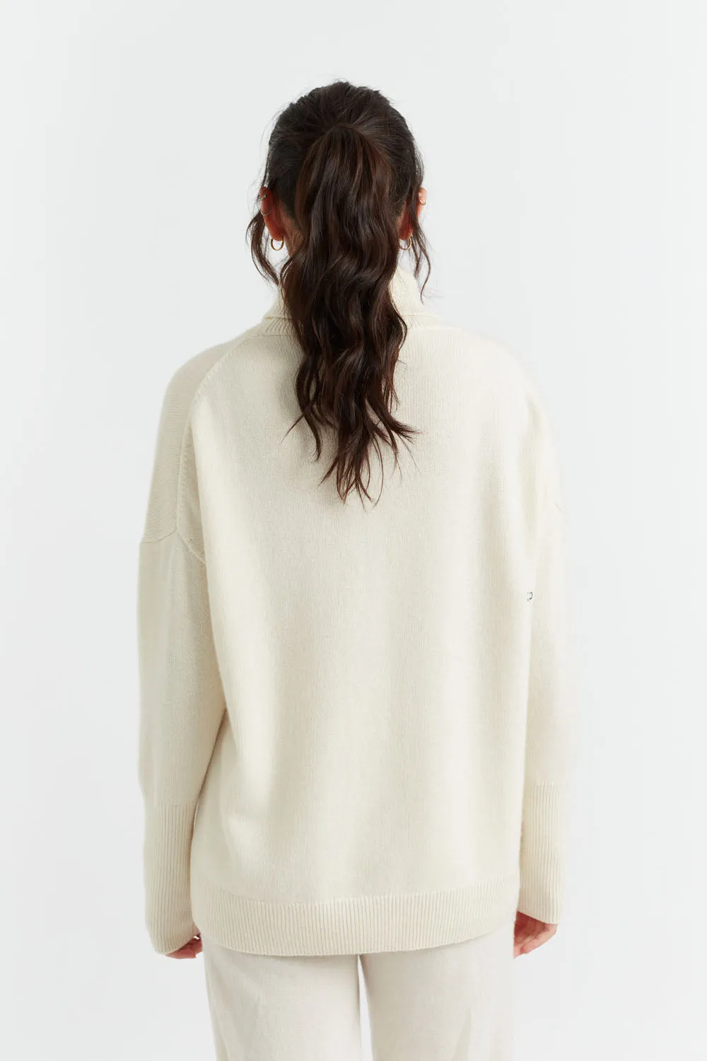 Cream Cashmere Rollneck Sweater