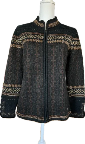 Dale of Norway Brown and Black Zipper Nordic Cardigan Sweater, M