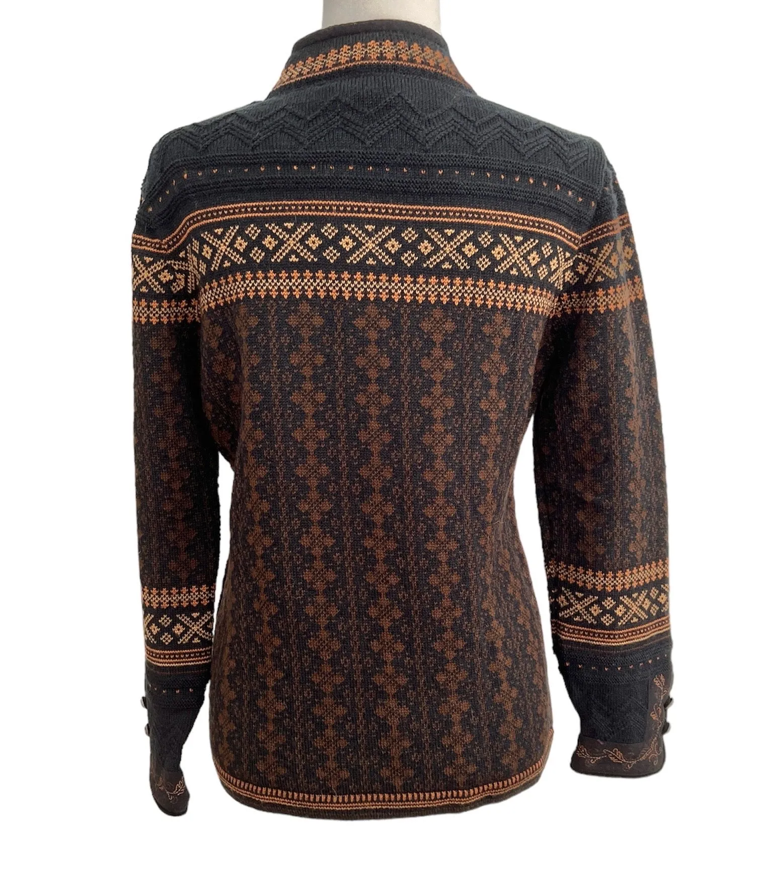 Dale of Norway Brown and Black Zipper Nordic Cardigan Sweater, M