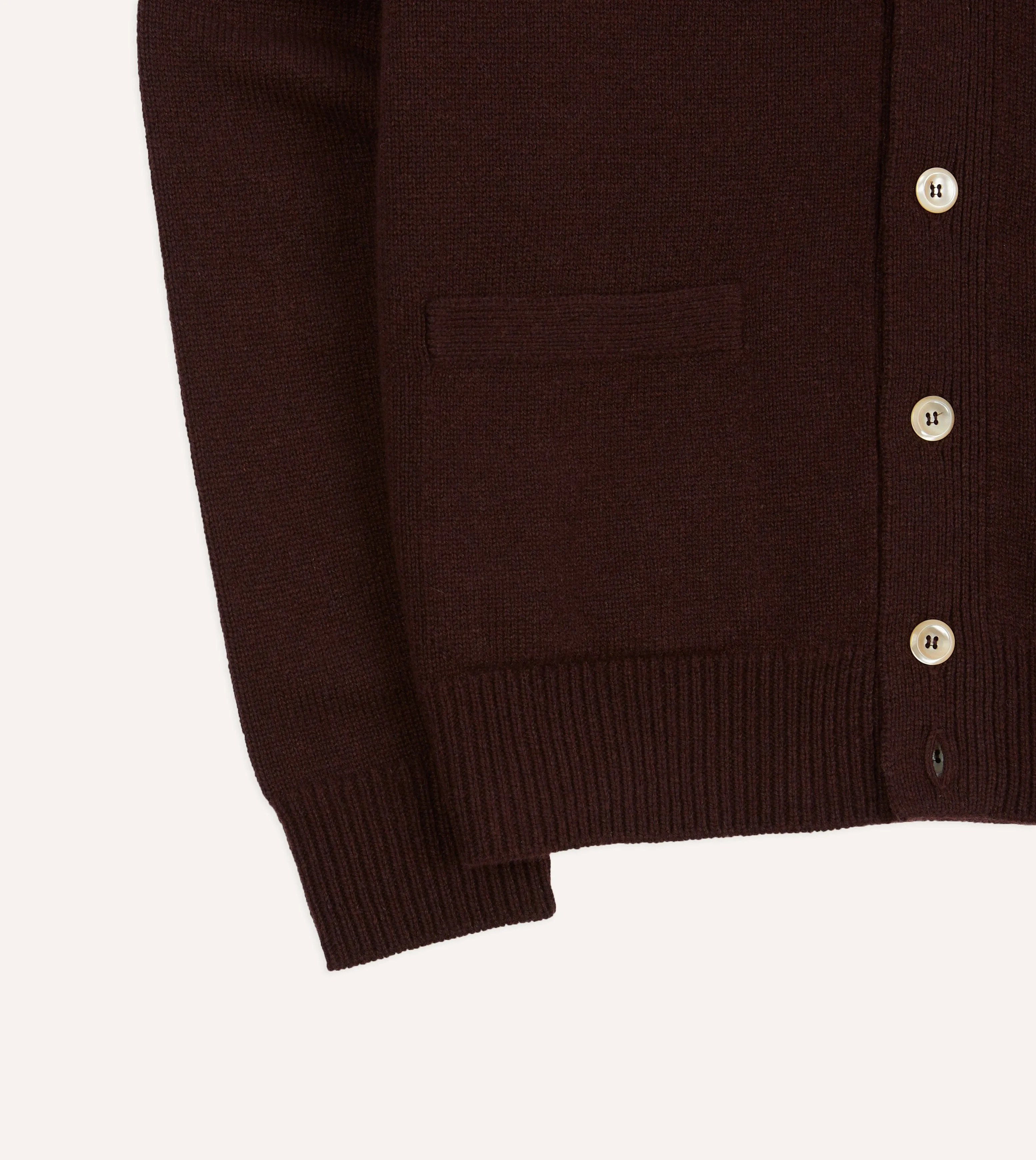 Dark Brown Lambswool 6 Button Cardigan