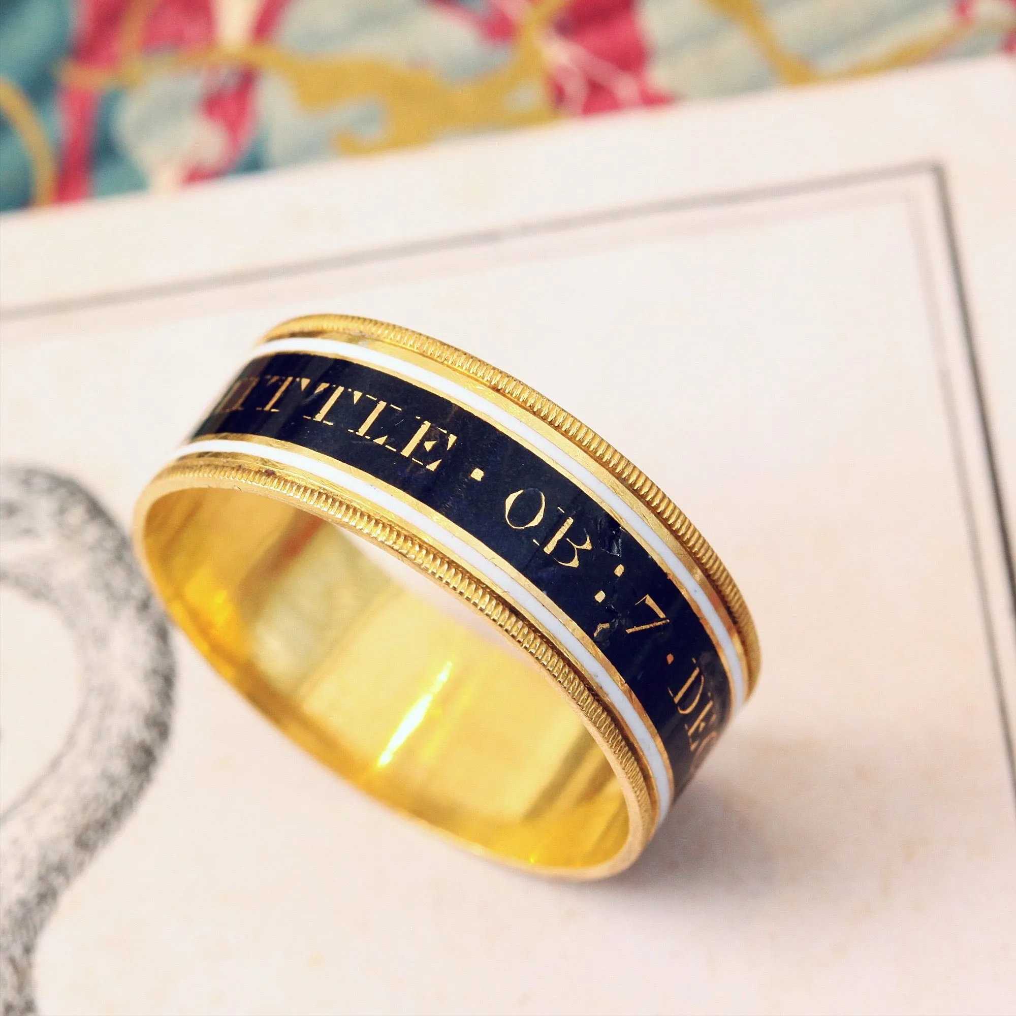 Date 1810 Enamelled Mourning Band Ring