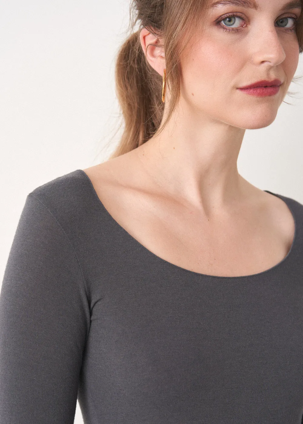 EDDY SOFT CASHMERE MIX TOP - BLUE GREY