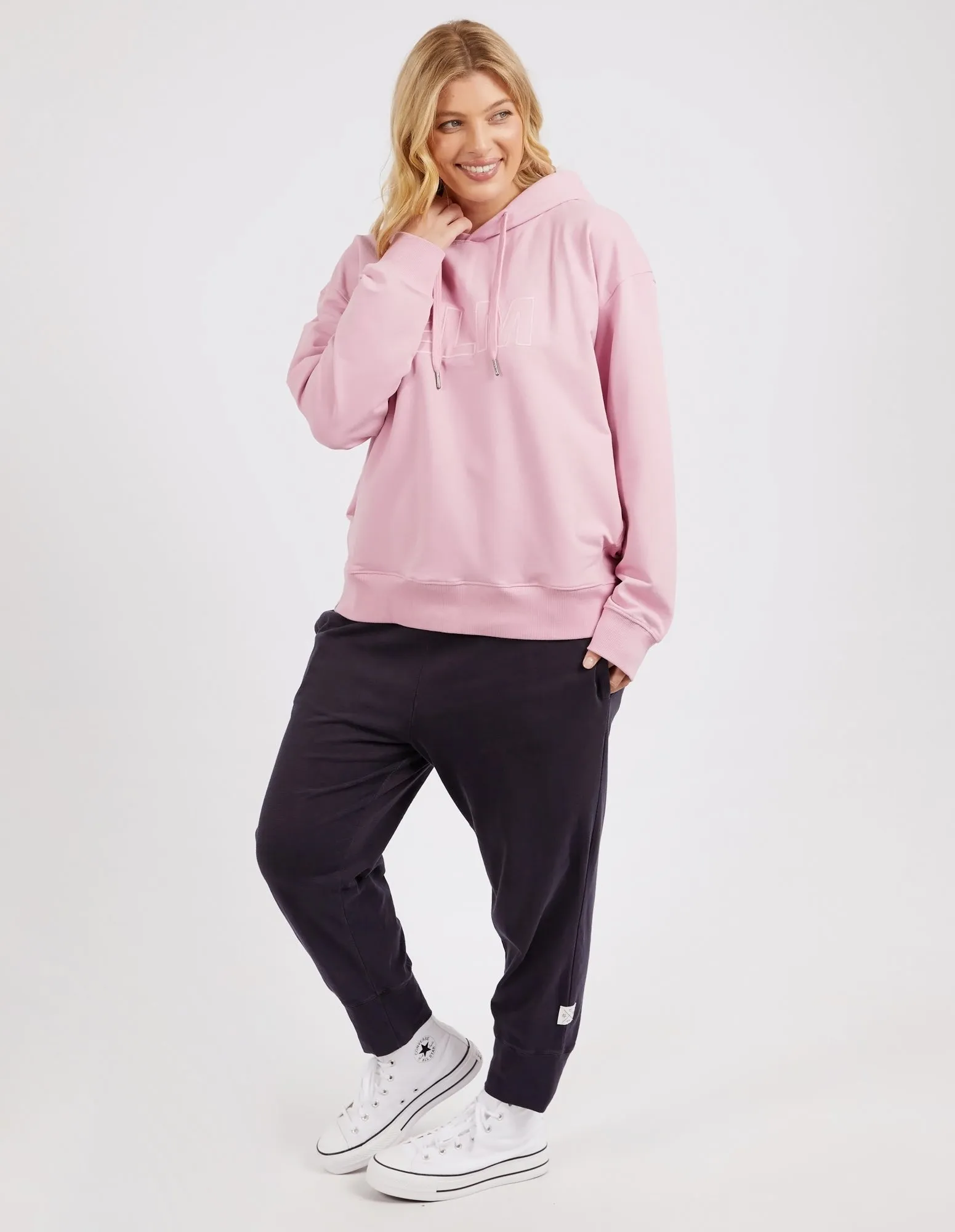 Elm Applique Hoodie Peony Pink