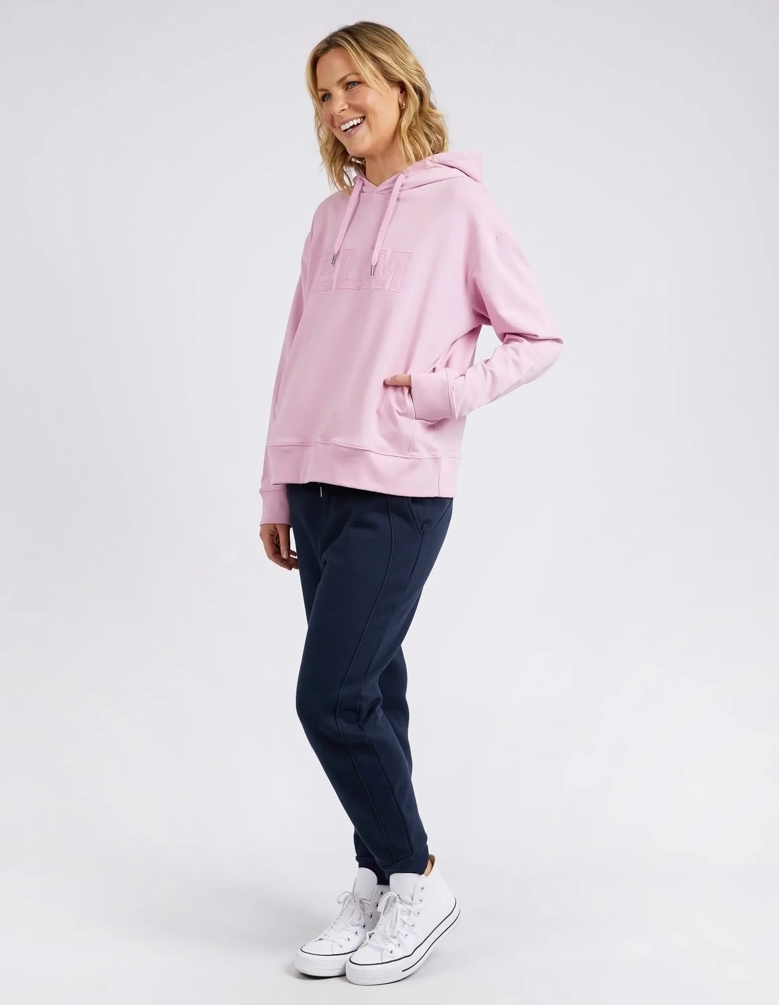 Elm Applique Hoodie Peony Pink