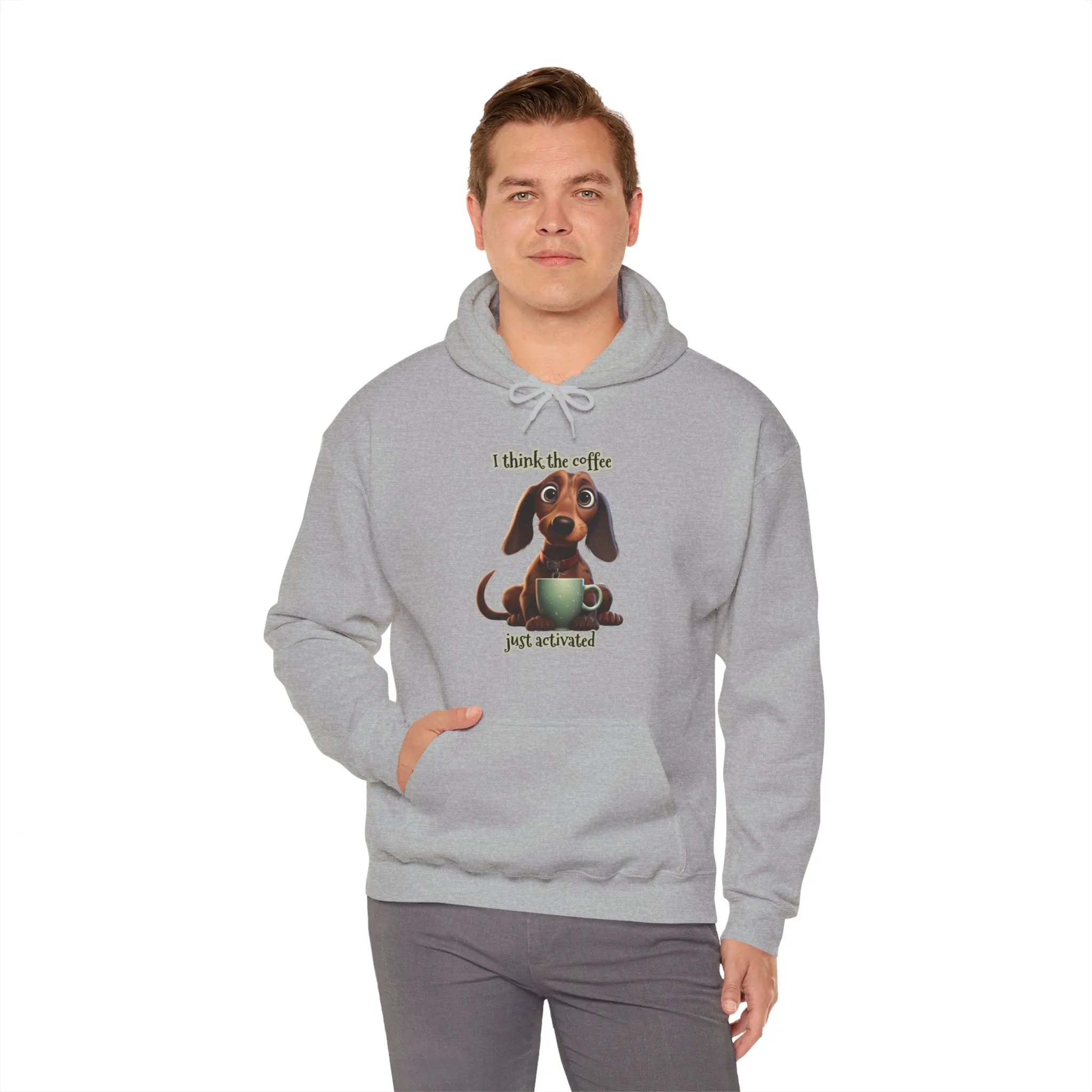 Funny Coffee Dog Unisex Heavy Blend™ Hooded Sweatshirt