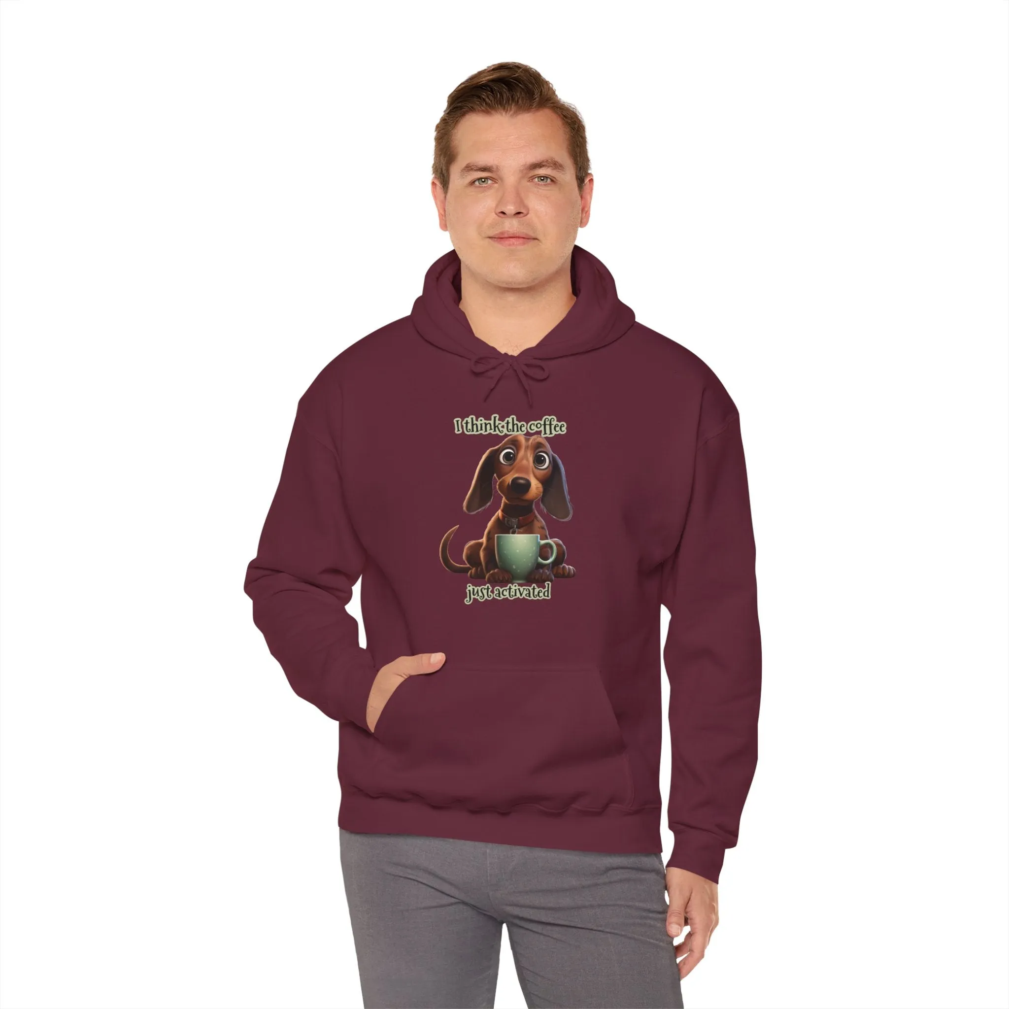 Funny Coffee Dog Unisex Heavy Blend™ Hooded Sweatshirt