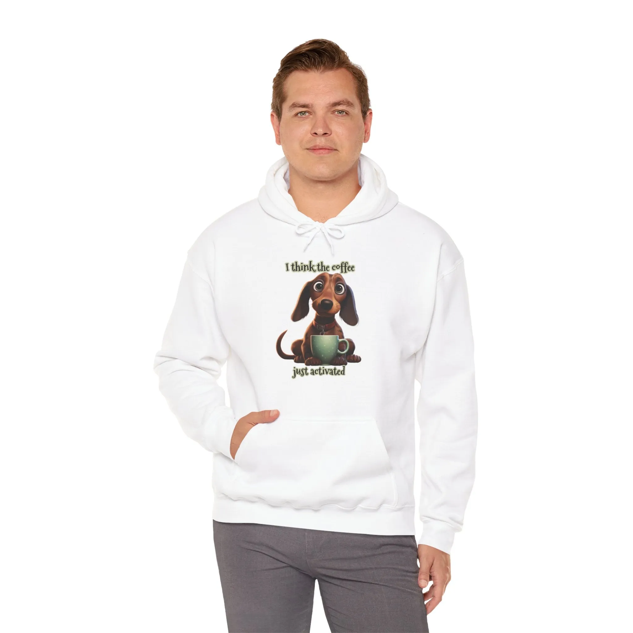 Funny Coffee Dog Unisex Heavy Blend™ Hooded Sweatshirt