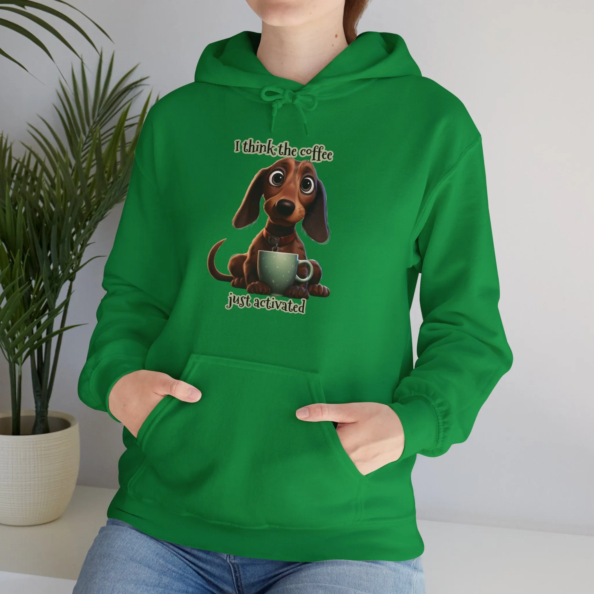 Funny Coffee Dog Unisex Heavy Blend™ Hooded Sweatshirt