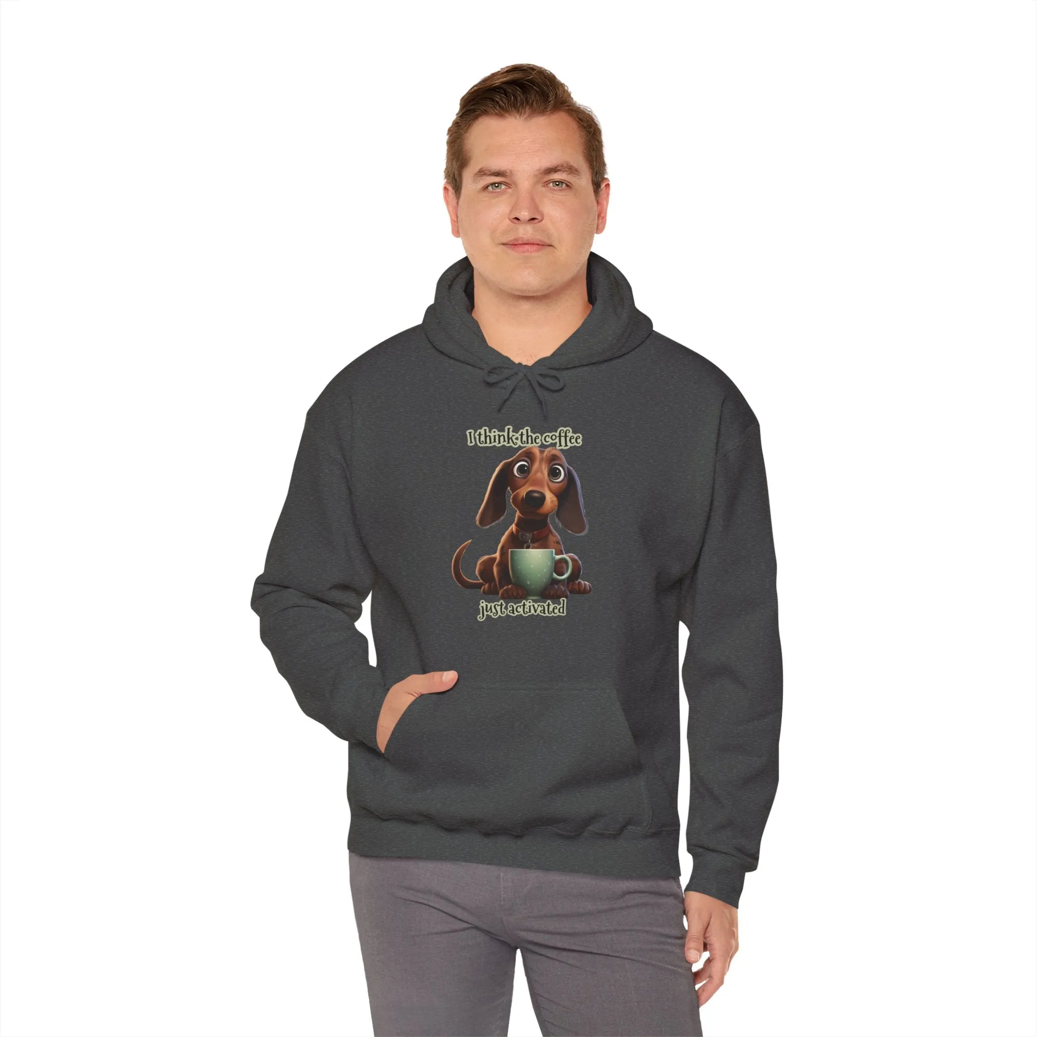 Funny Coffee Dog Unisex Heavy Blend™ Hooded Sweatshirt