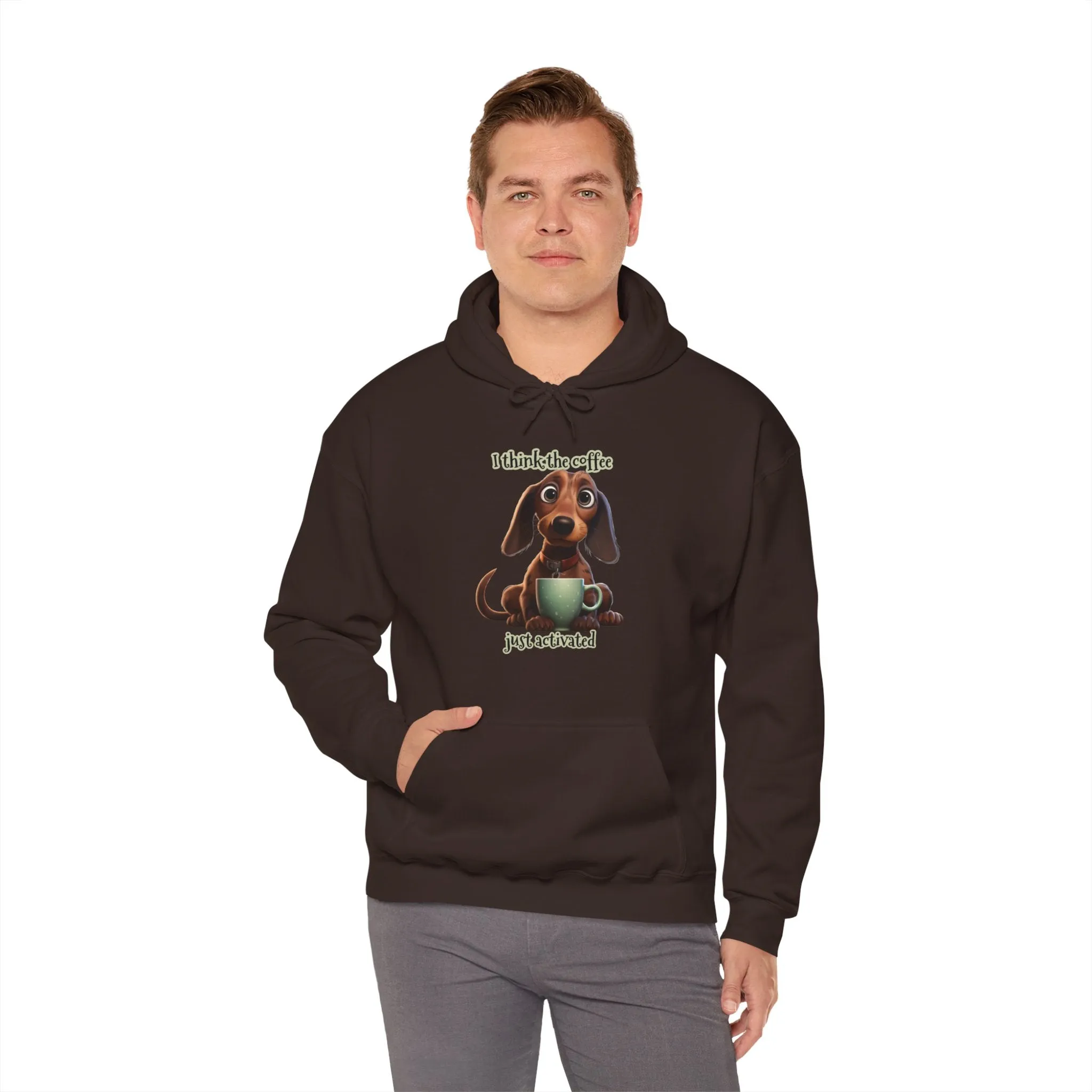 Funny Coffee Dog Unisex Heavy Blend™ Hooded Sweatshirt