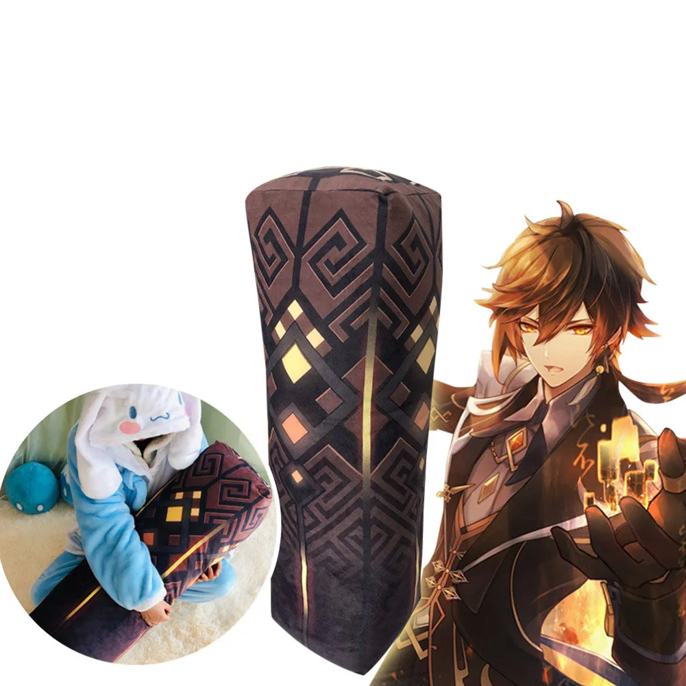 Game Genshin Impact Zhongli Pillars Short Plush Doll Pillow Cute Toys Anime Men Women Student Sofa Cartoon Cushion Xmas Gifts