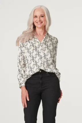 Geo Print Satin Shirt