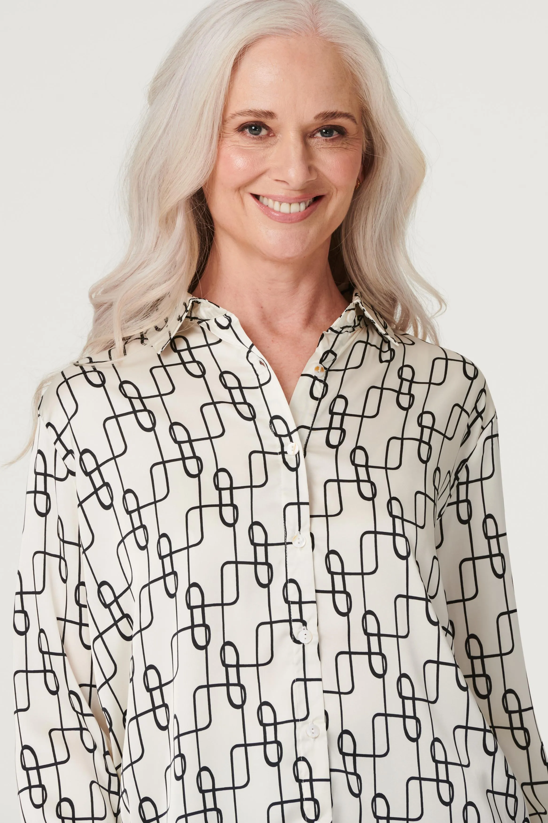 Geo Print Satin Shirt