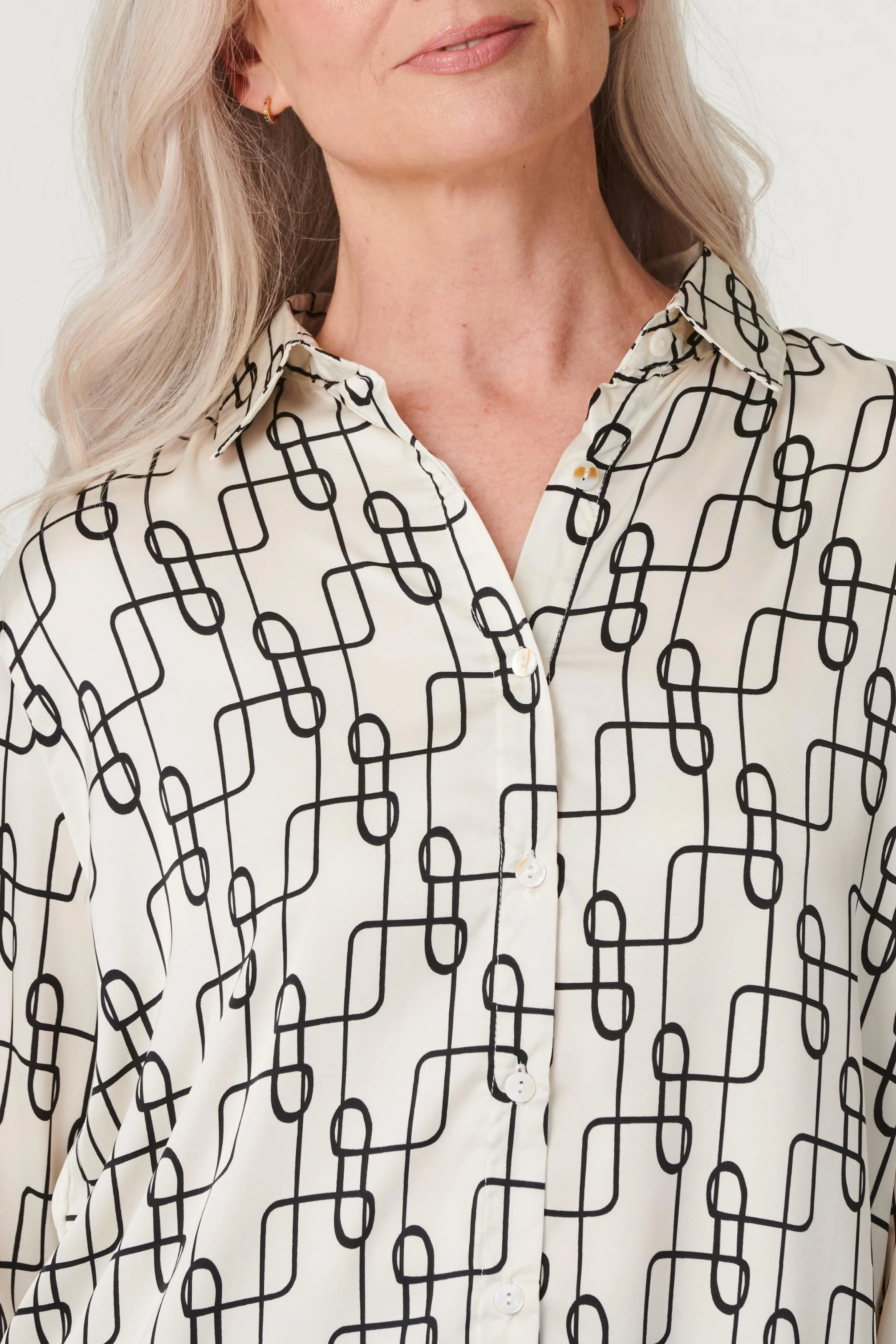 Geo Print Satin Shirt