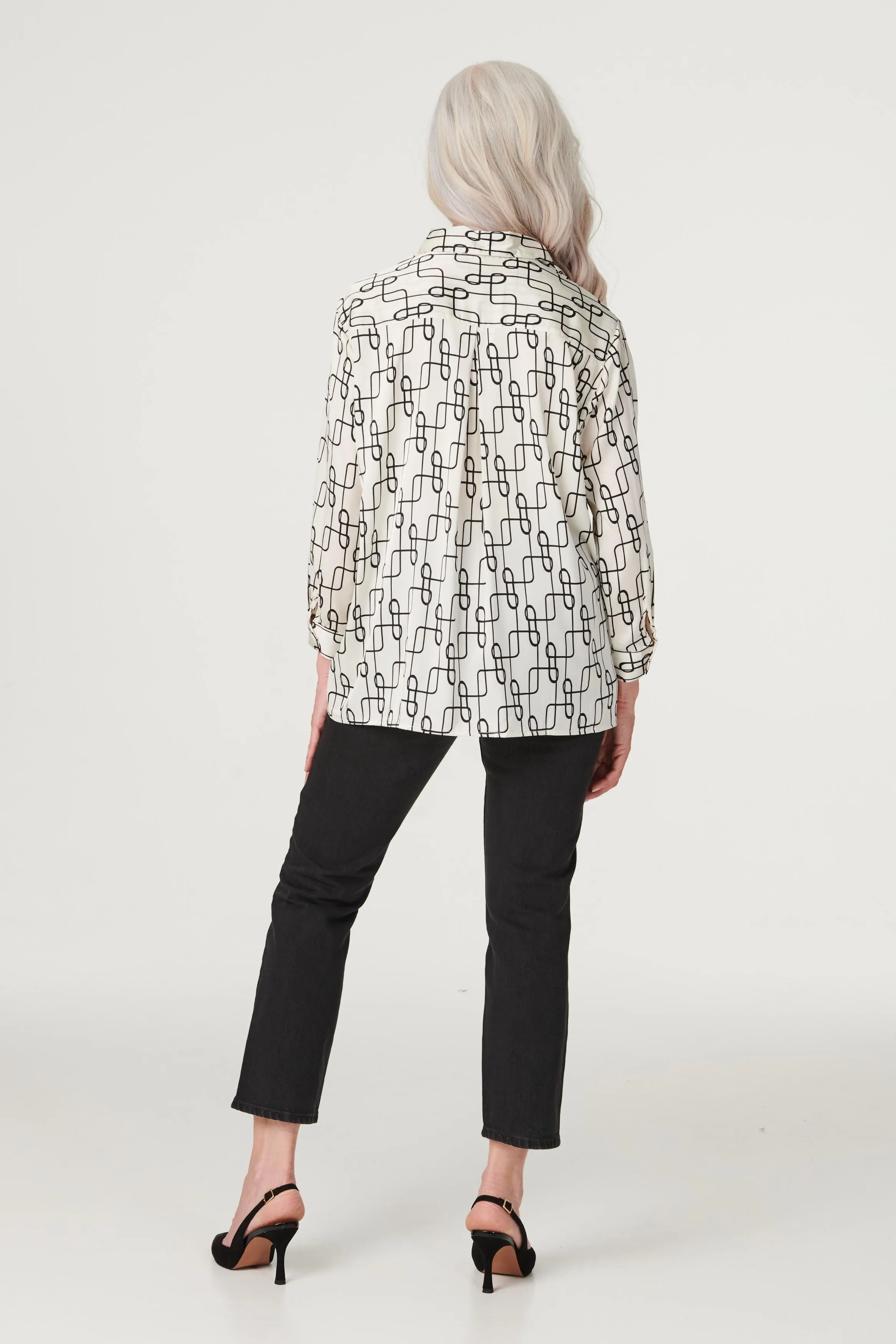 Geo Print Satin Shirt