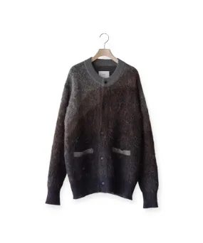 GRADATION MOHAIR KNIT CARDIGAN "BROWN CREAM GRADATION"