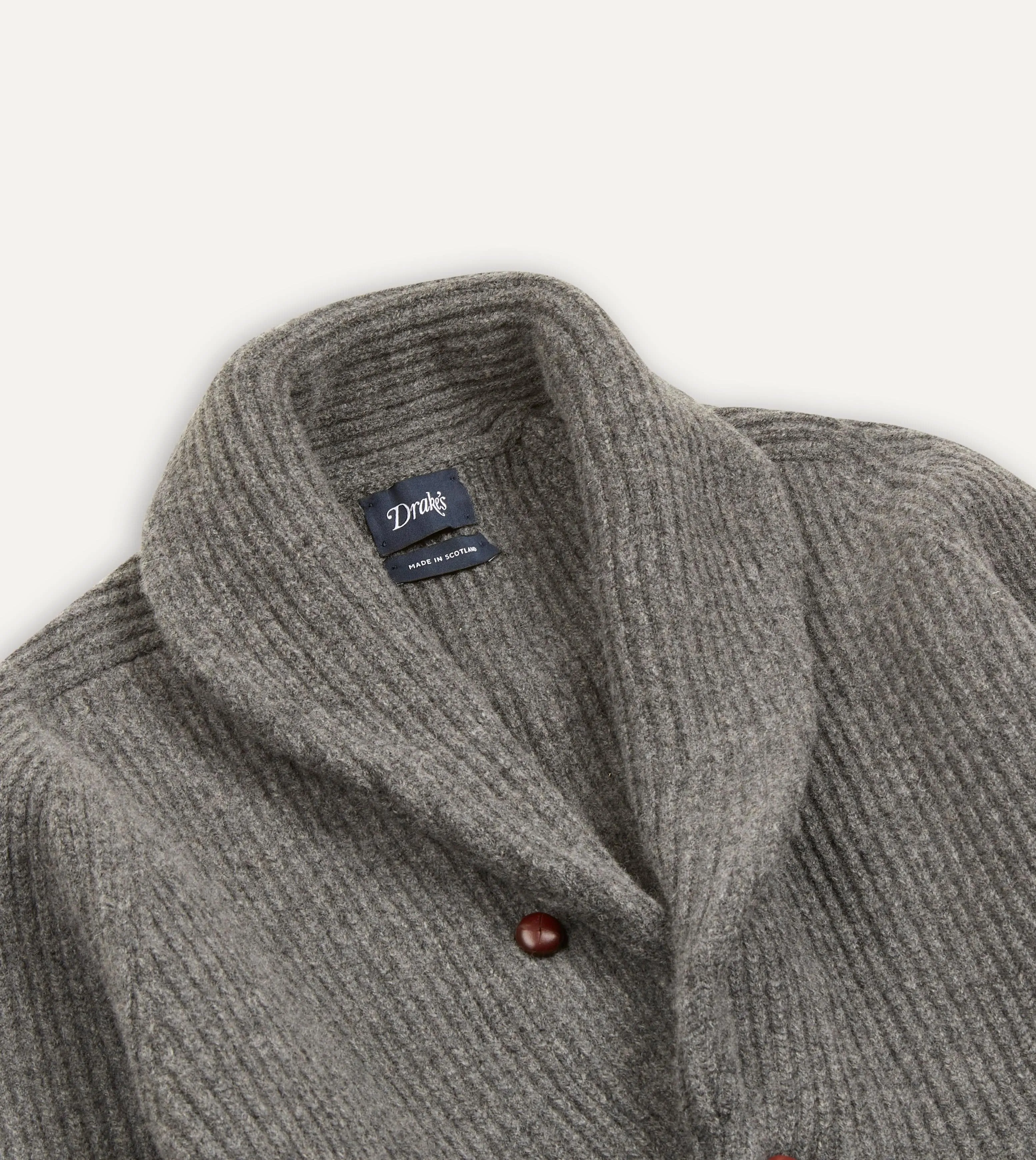 Grey Lambswool Shawl Collar Cardigan