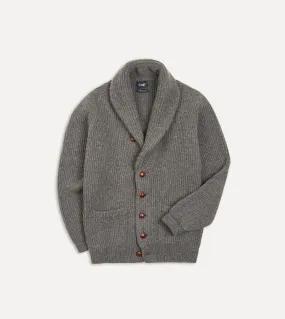 Grey Lambswool Shawl Collar Cardigan