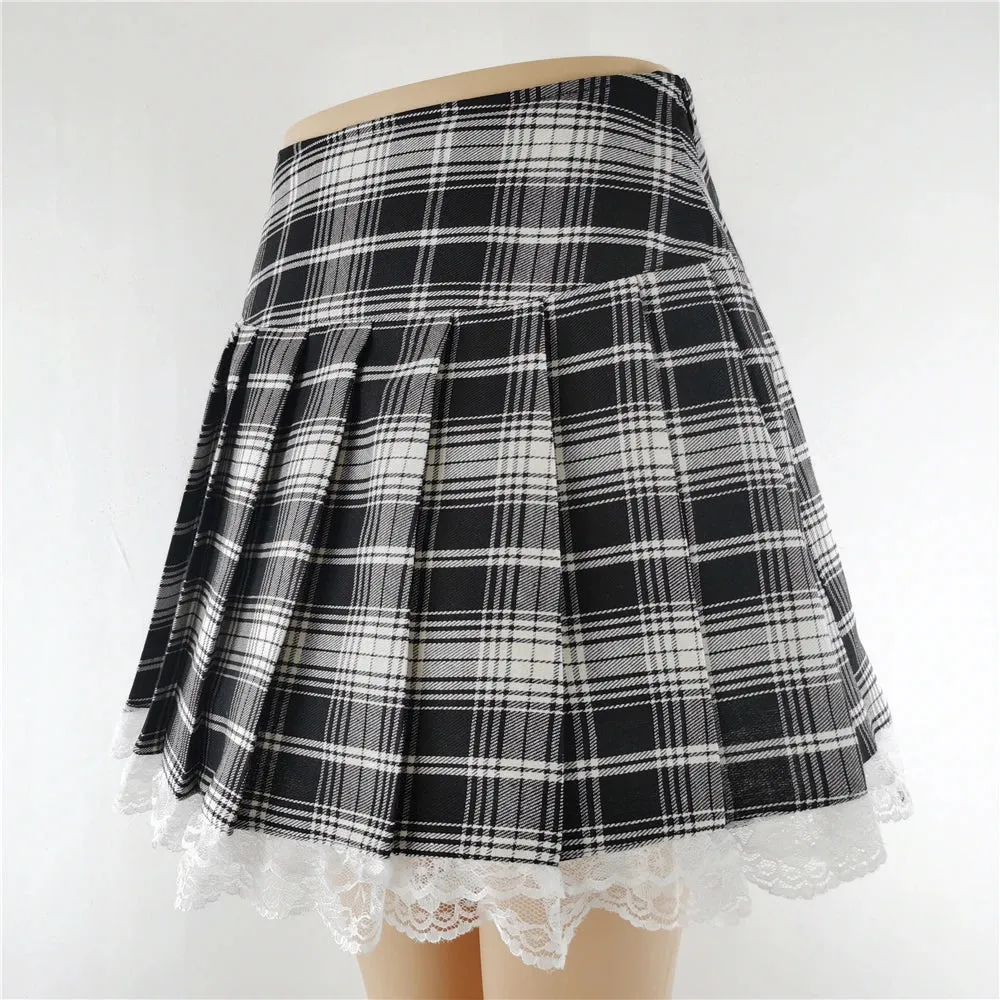 Harajuku Punk Gothic Black High Waist Black Skirts Women Sexy Patchwork Bandage Mini Female Streetwear Black Skirt