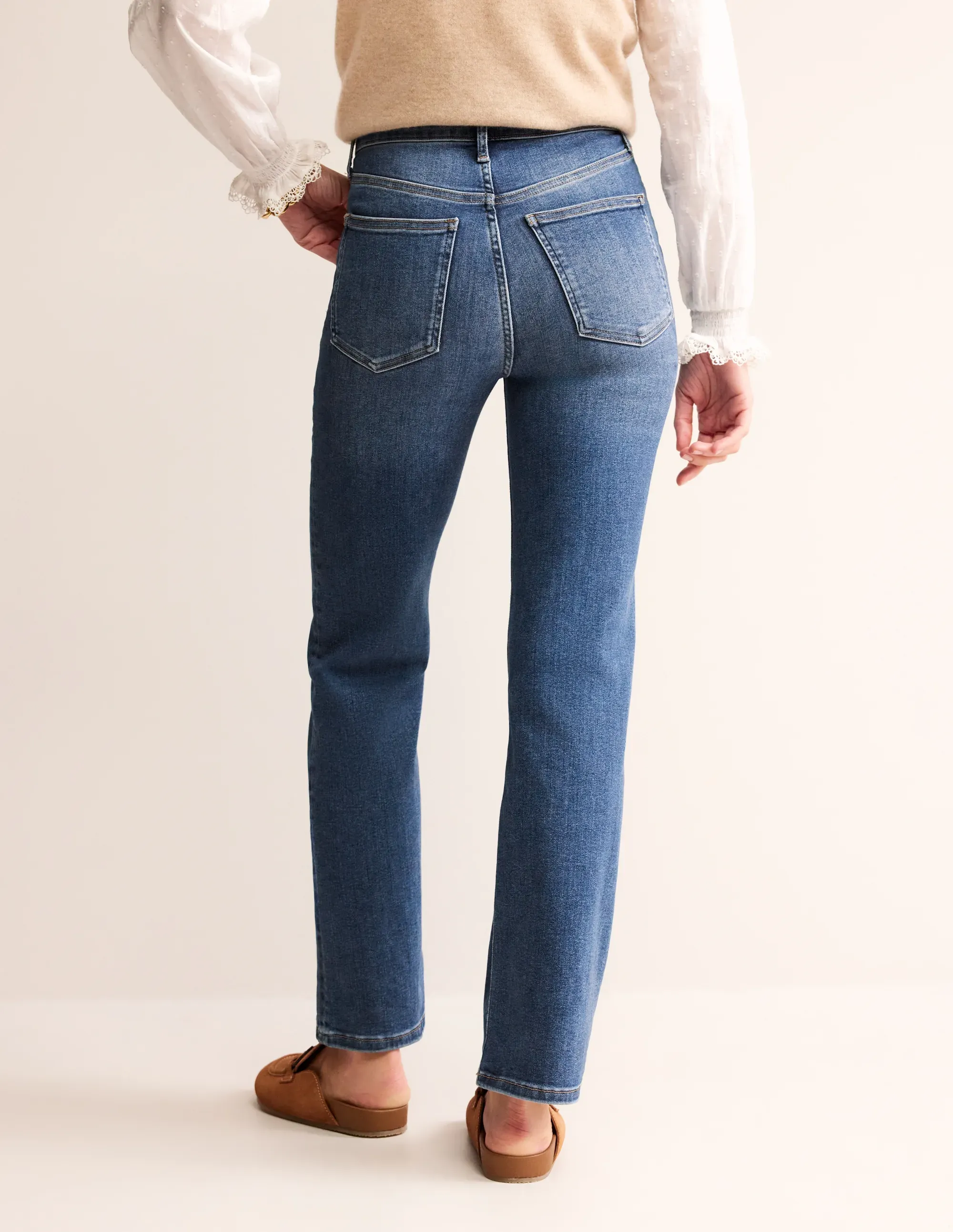 High Rise True Straight Jeans