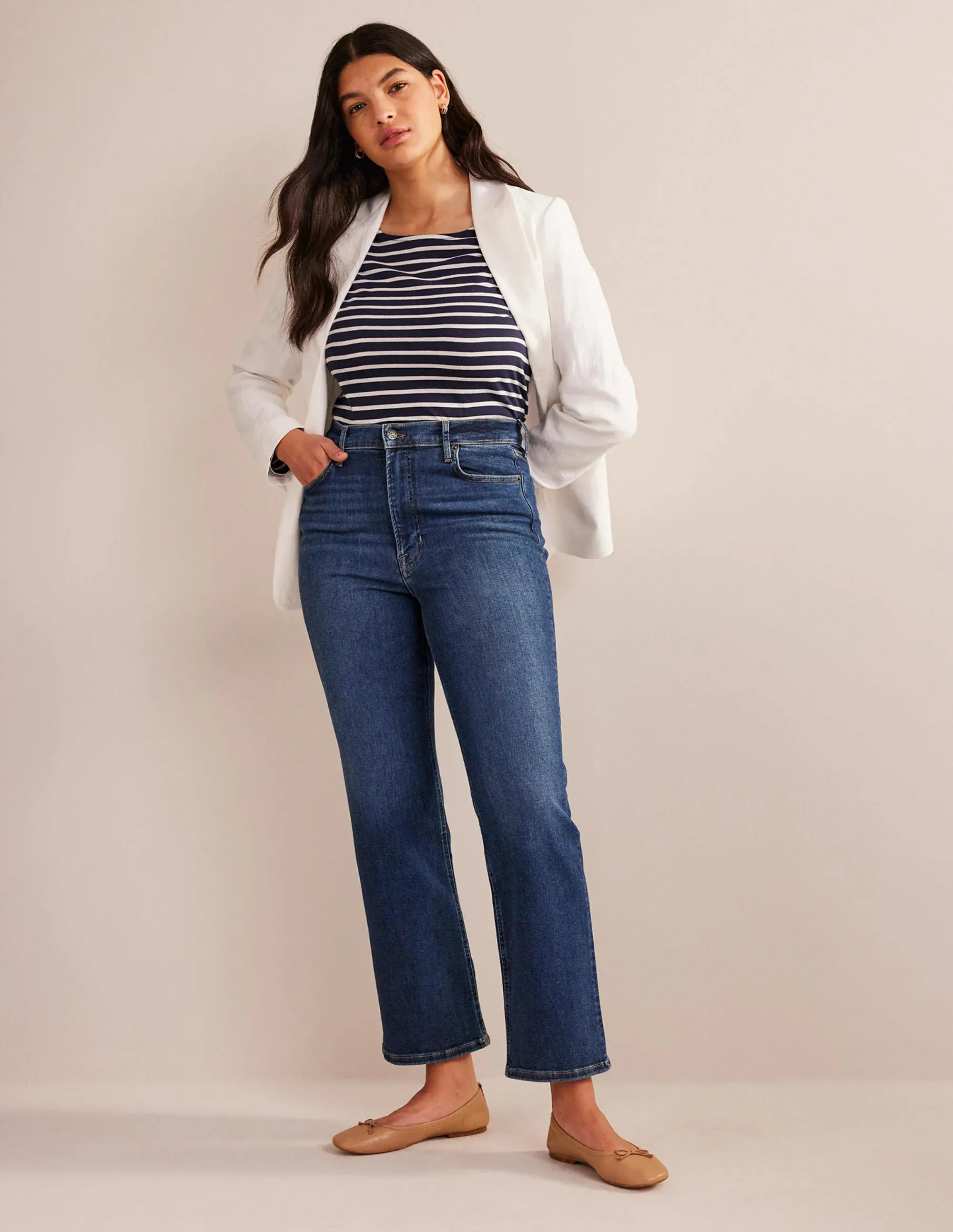 High Rise True Straight Jeans