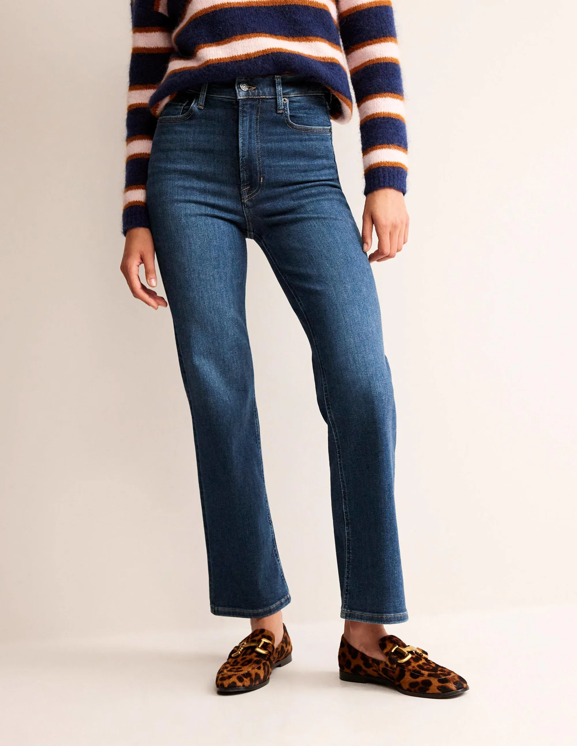 High Rise True Straight Jeans