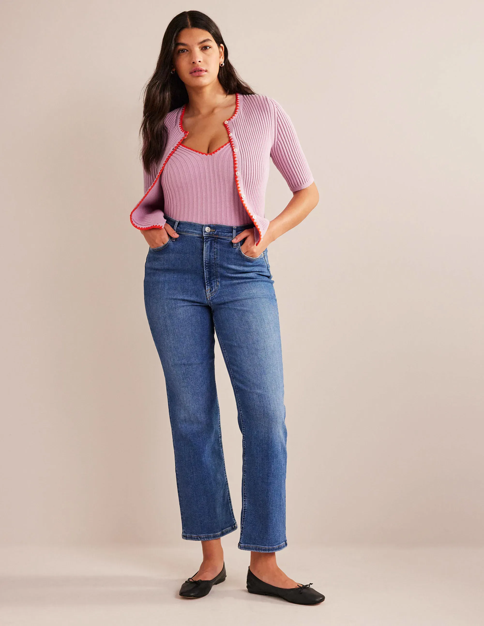 High Rise True Straight Jeans