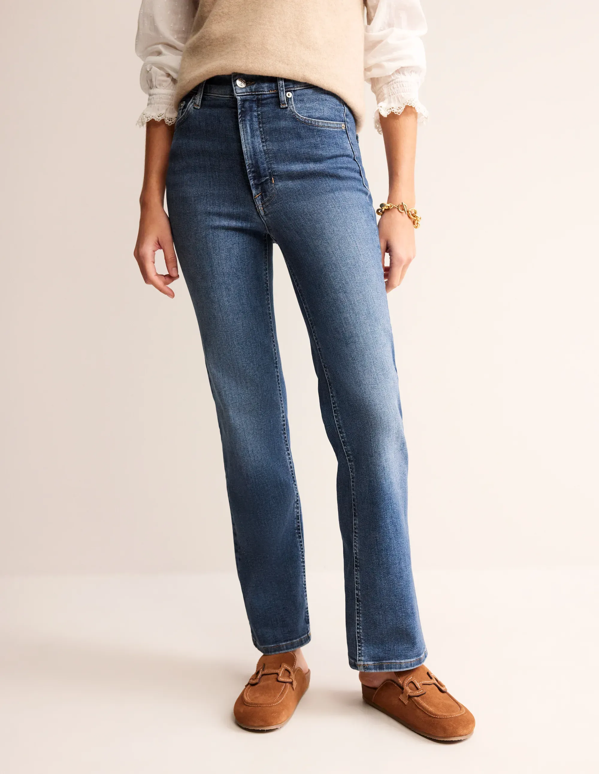 High Rise True Straight Jeans