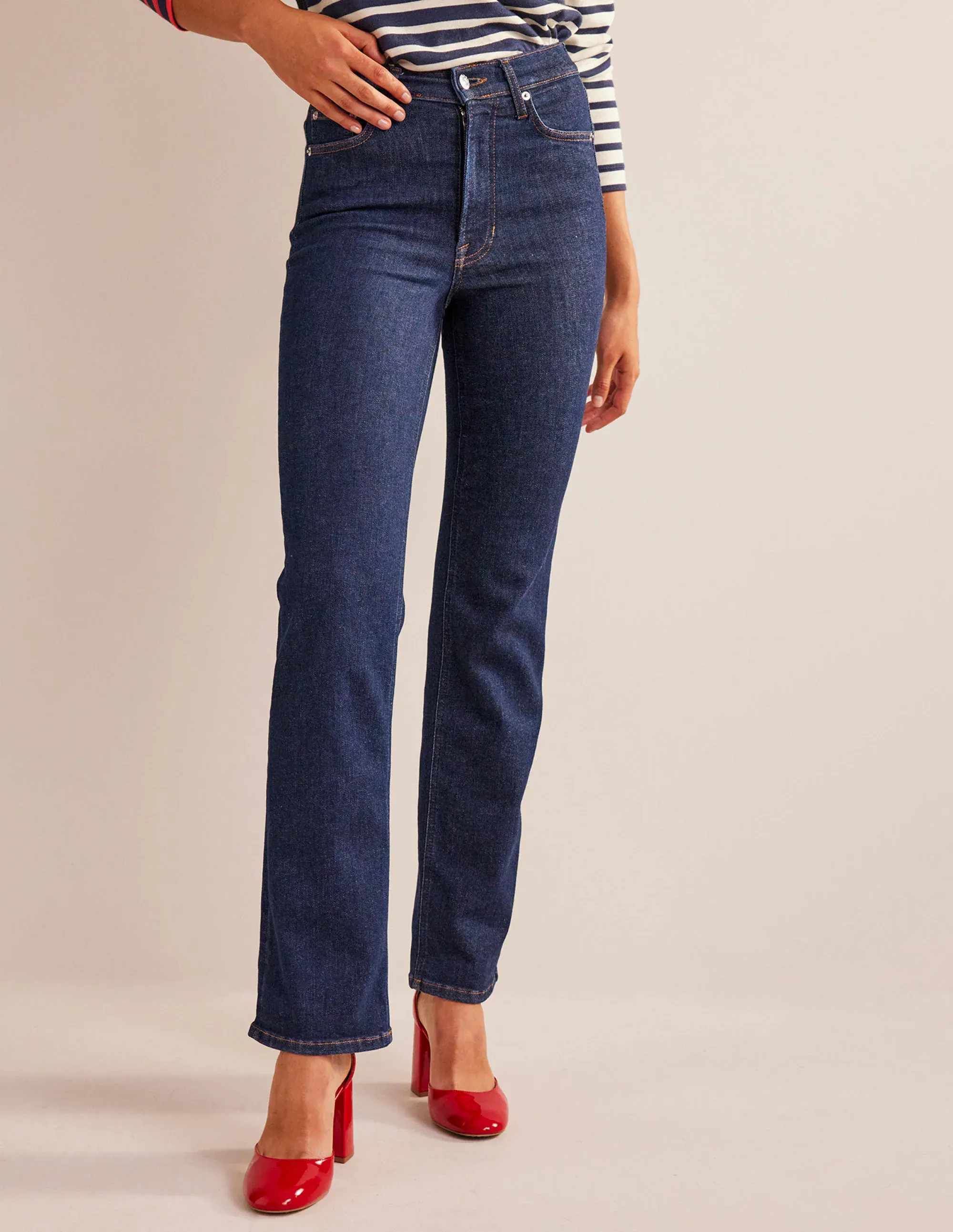 High Rise True Straight Jeans