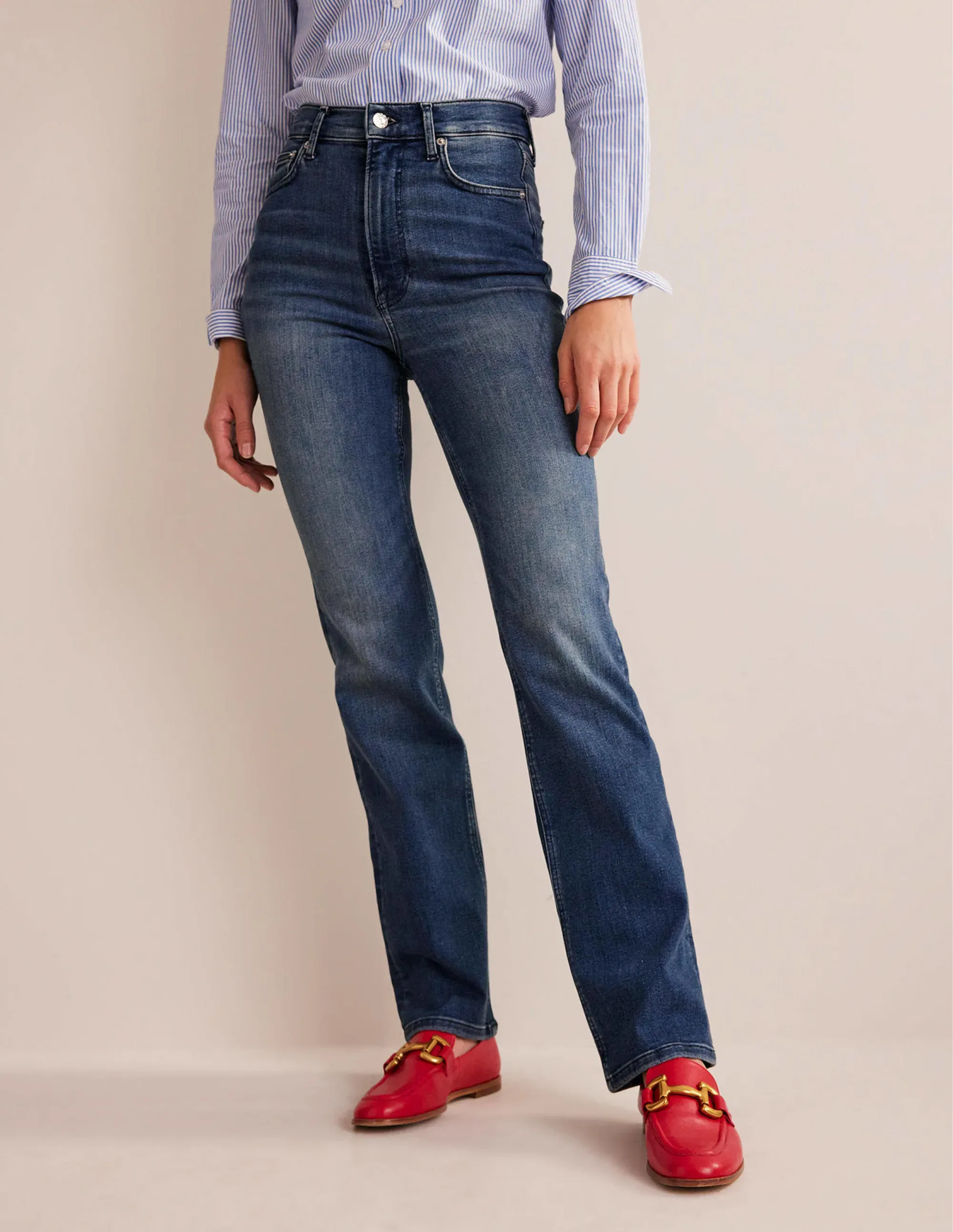 High Rise True Straight Jeans