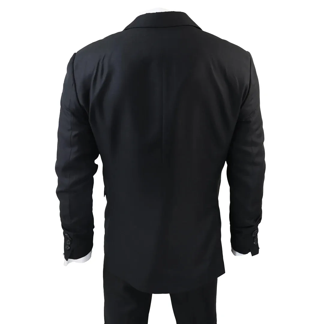 IM1 Men's Classic Plain Black 3 Piece Suit