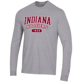 Indiana Hoosiers Twill Applique Super Fan Long Sleeve Grey T-Shirt