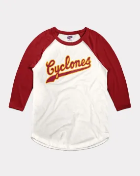 ISU Cyclones Script White & Cardinal Raglan