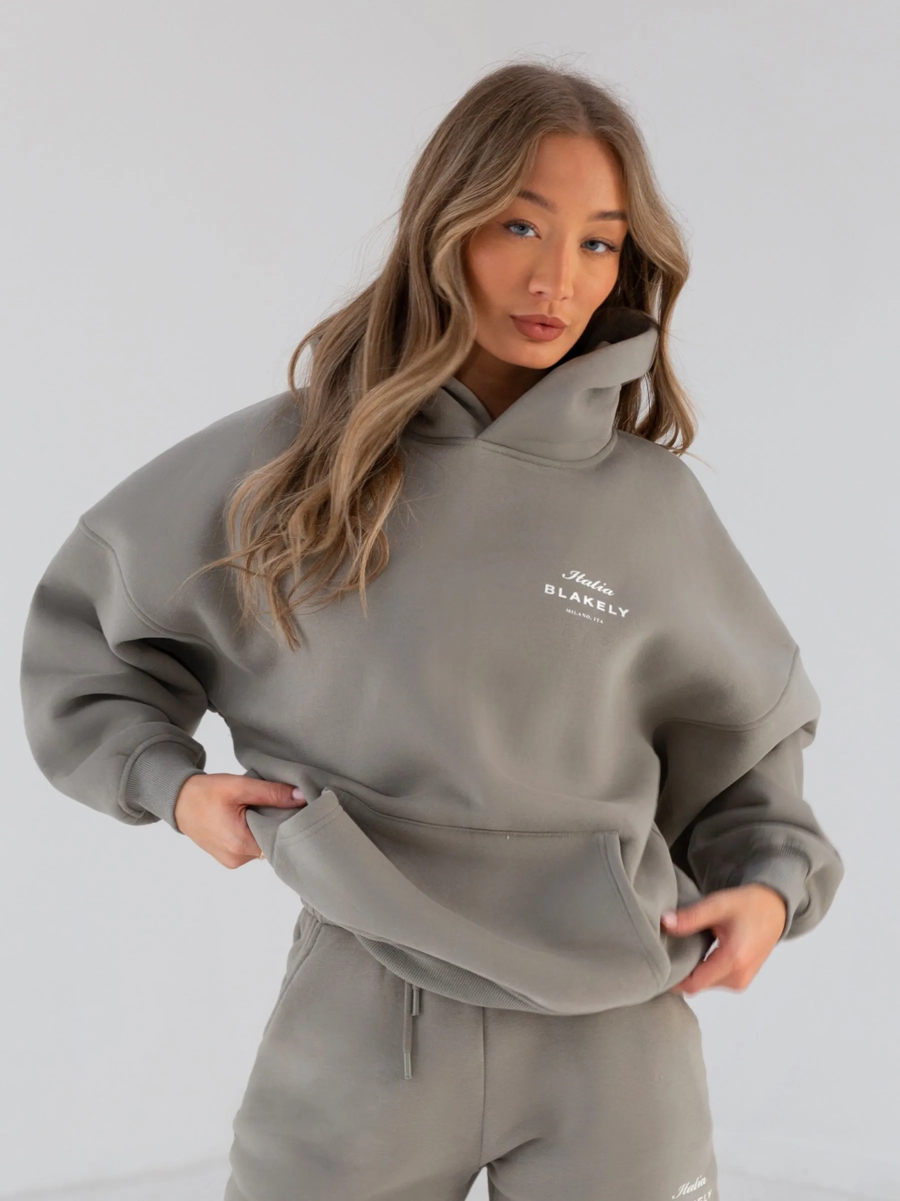 Italia Oversized Hoodie - Stone Grey