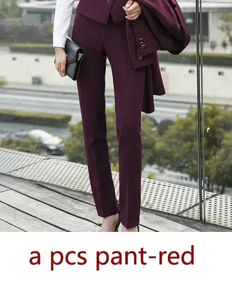 IZICFLY New Fall Winter Women Coat Set Elegant Slim Business Office Long Blazers Vest Pants Suit Work Wear Windbreaker