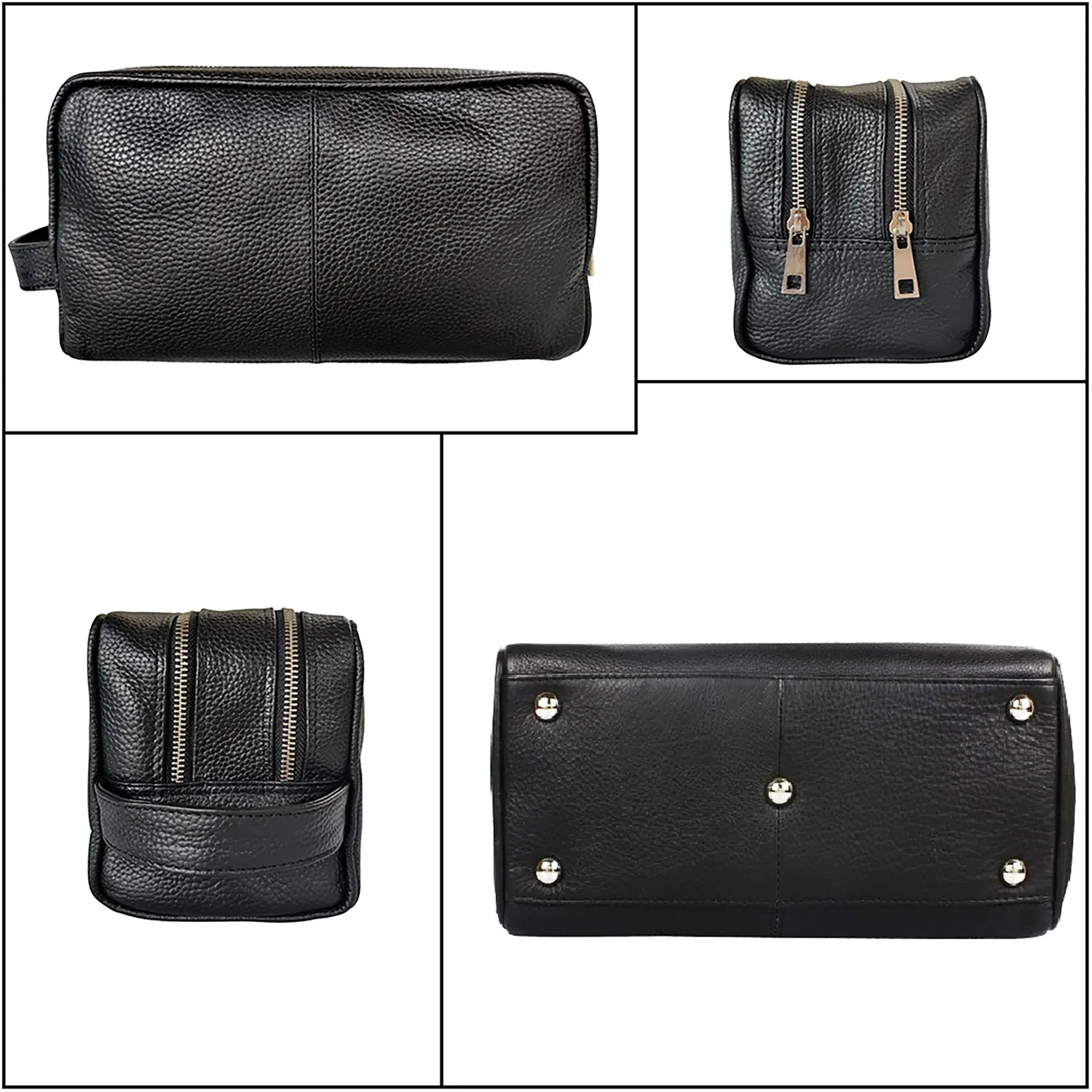 Johnny Leather Travel Toiletry Bag (Black)