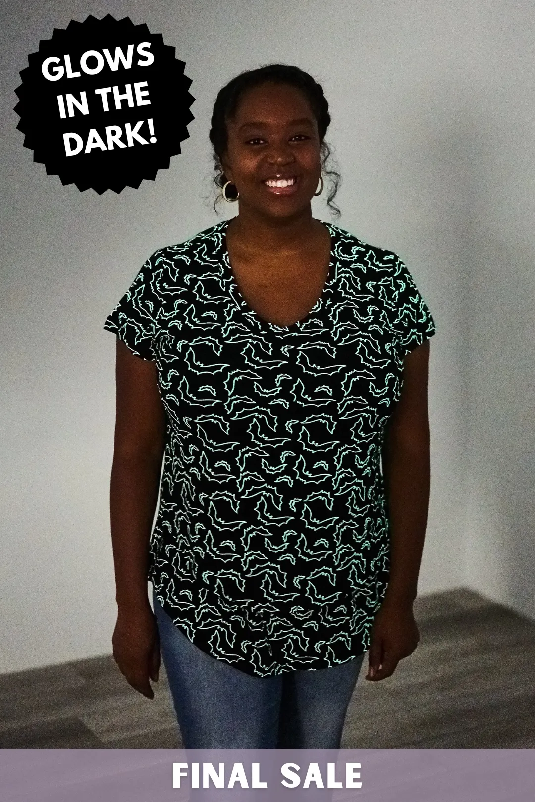 Latched Mama Glow in the Dark Bats Boyfriend Nursing Tee - Final Sale