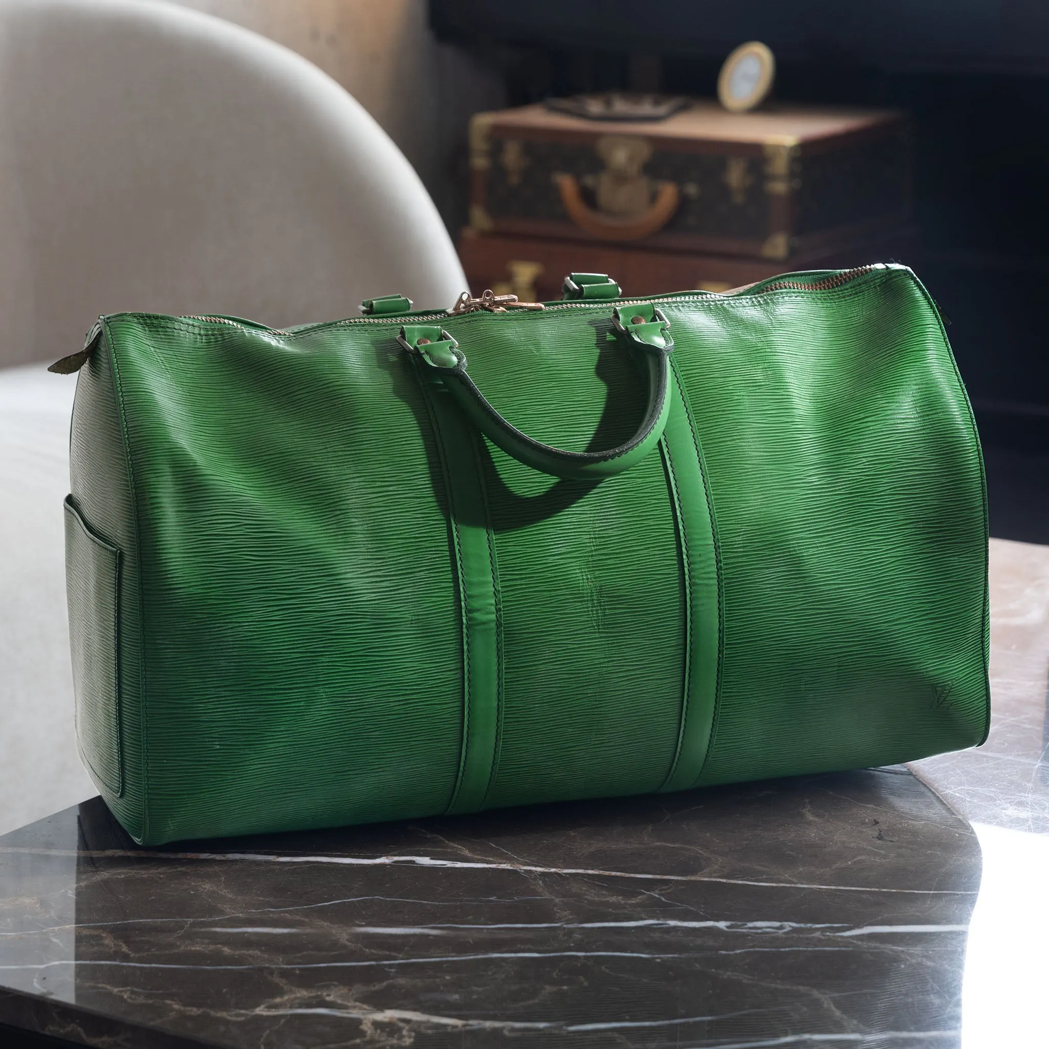 Louis Vuitton Green Epi Keepall 50 Weekender