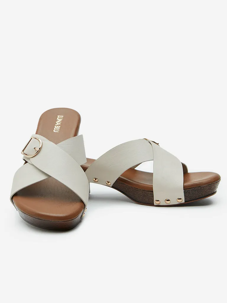 LUNA BLU Ivory Wedge-Heel Sandals