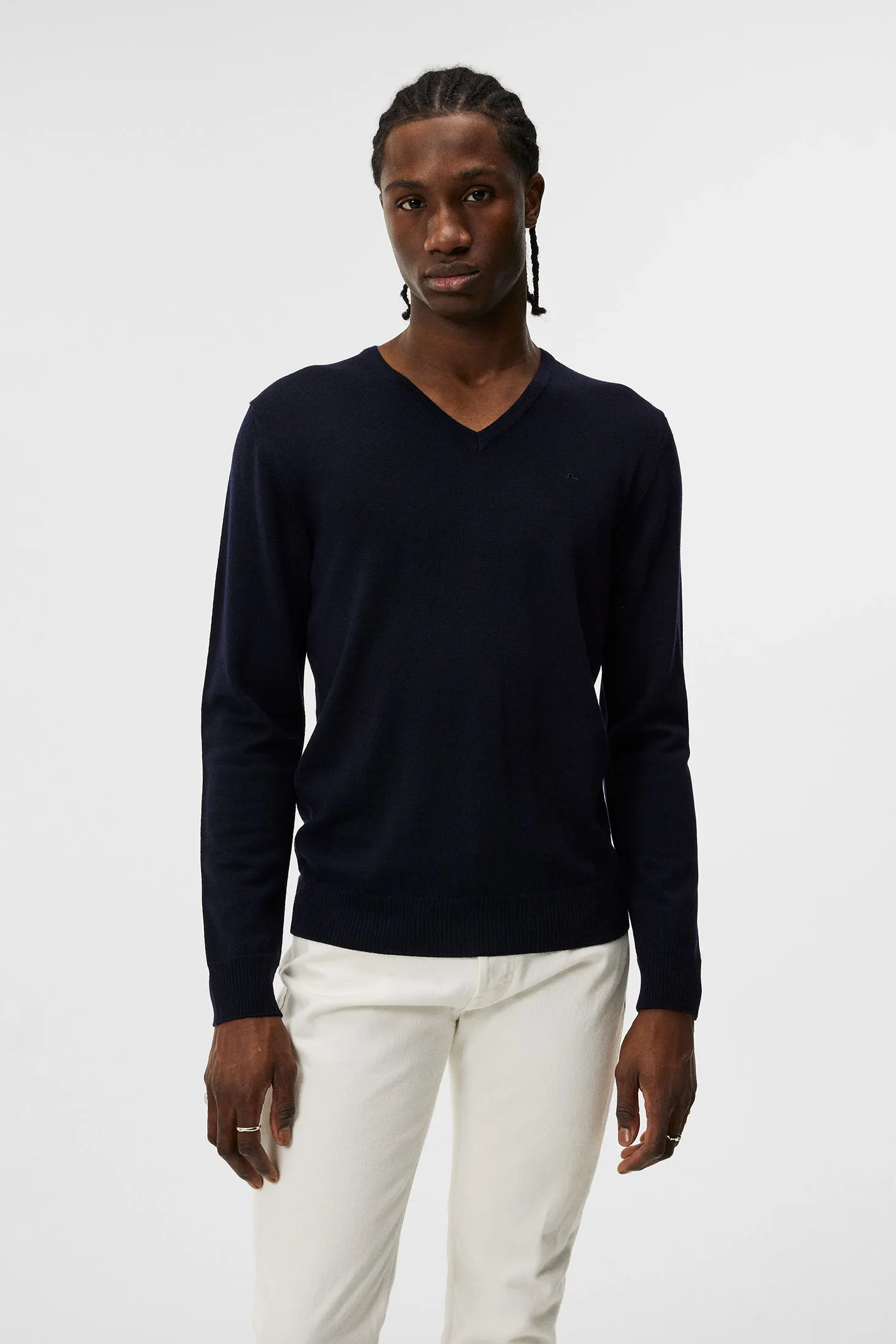 Lymann Merino V-neck Sweater / Navy