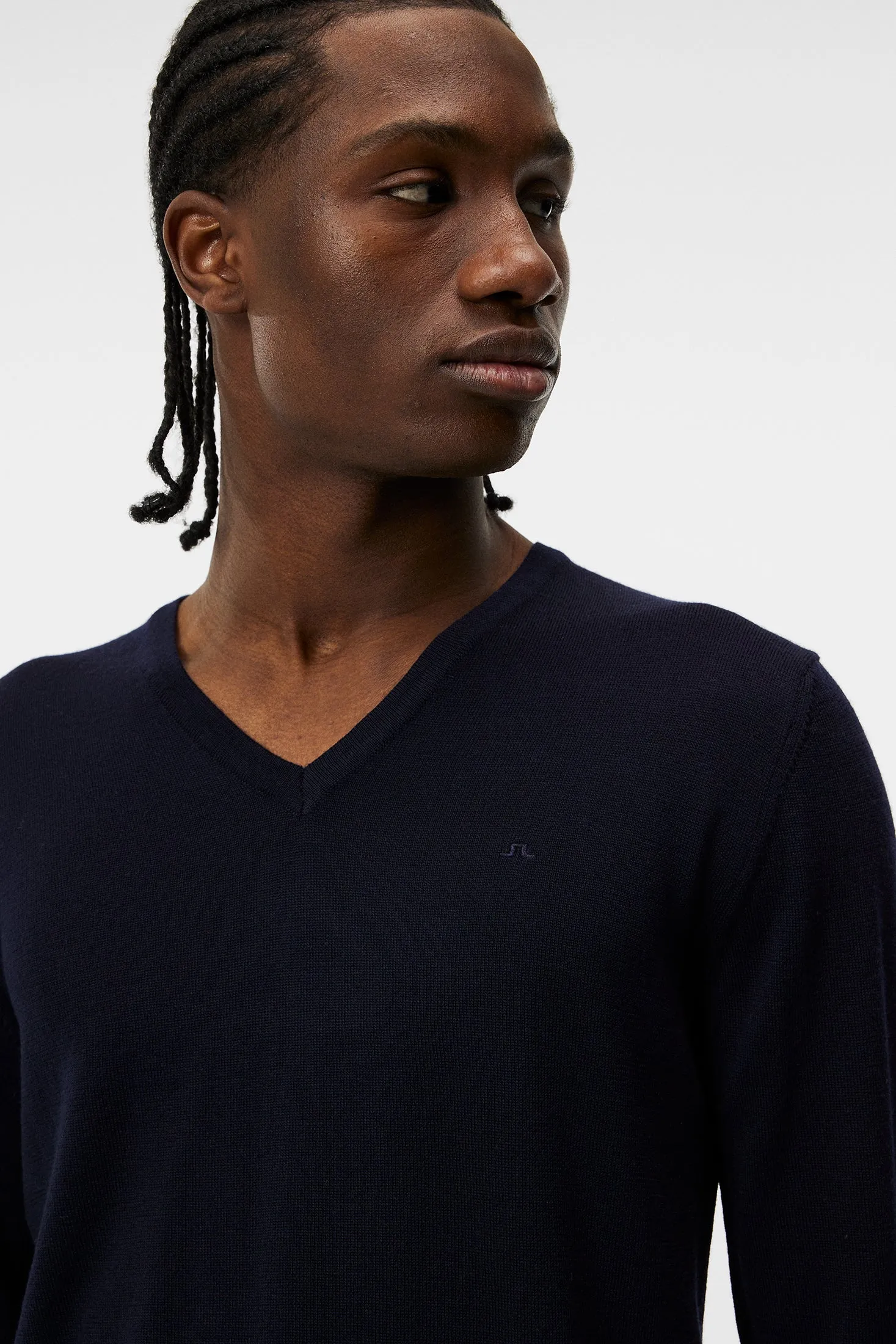 Lymann Merino V-neck Sweater / Navy