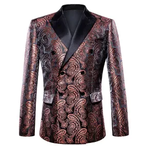 Men's Luxury Silk Blazer Party Wedding Show Jacket Suit Gold Thread Slim Dress Suit Barry Wang