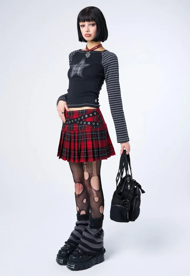 Minga London - Miley Red & Black Tartan Mini - Skirt