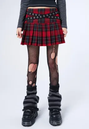 Minga London - Miley Red & Black Tartan Mini - Skirt