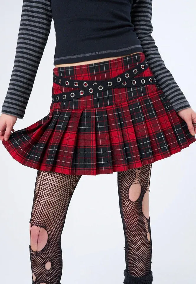 Minga London - Miley Red & Black Tartan Mini - Skirt