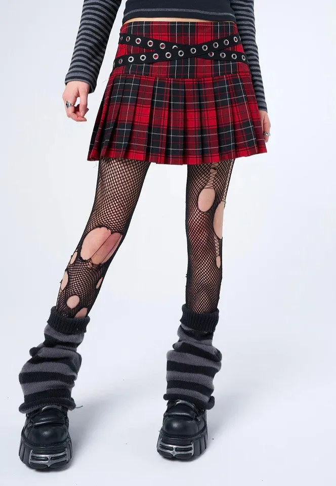 Minga London - Miley Red & Black Tartan Mini - Skirt