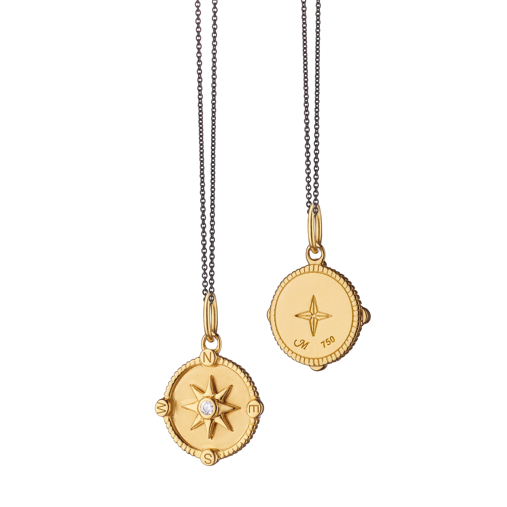 Mini "Adventure" Compass 18K Gold Charm with Diamond