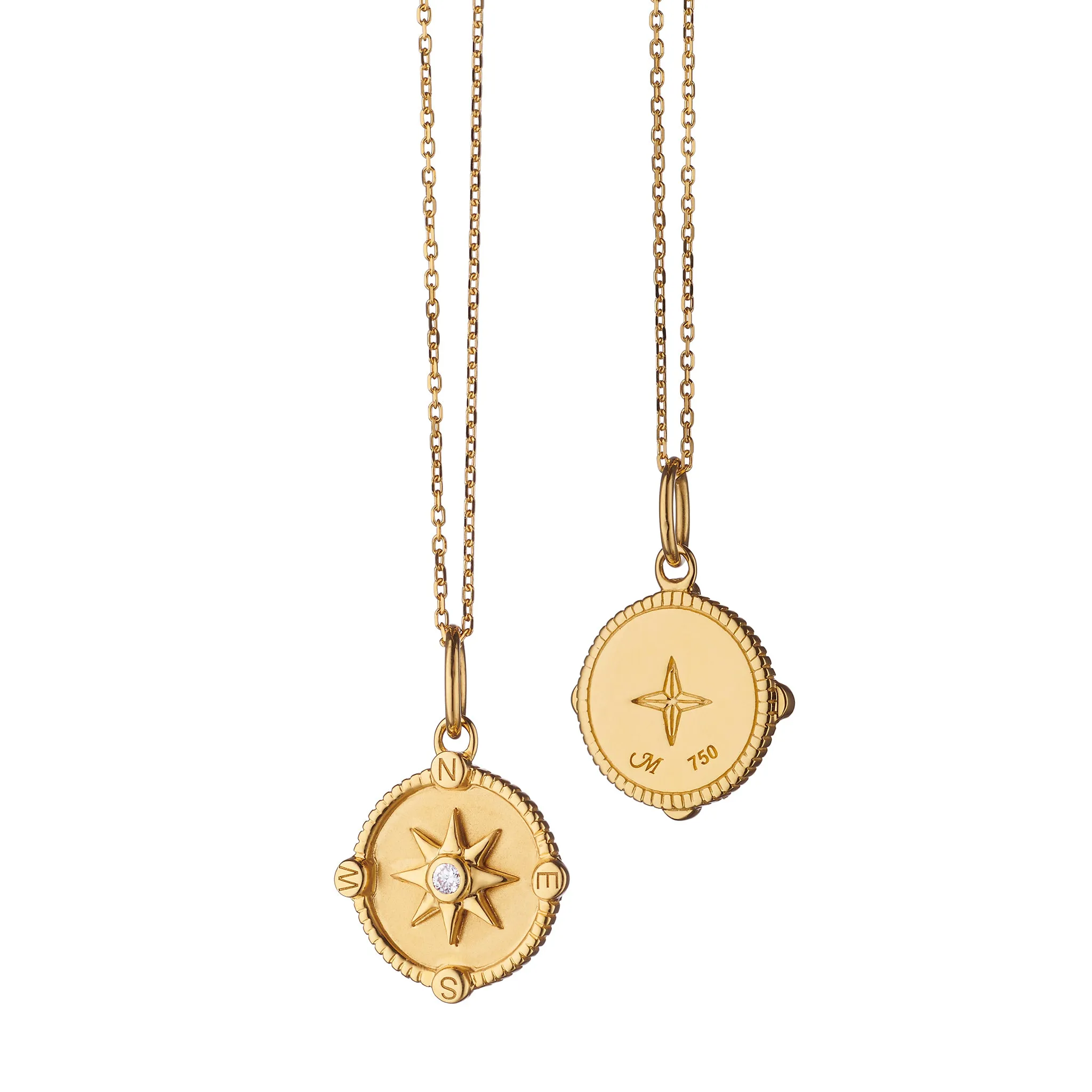 Mini "Adventure" Compass 18K Gold Charm with Diamond