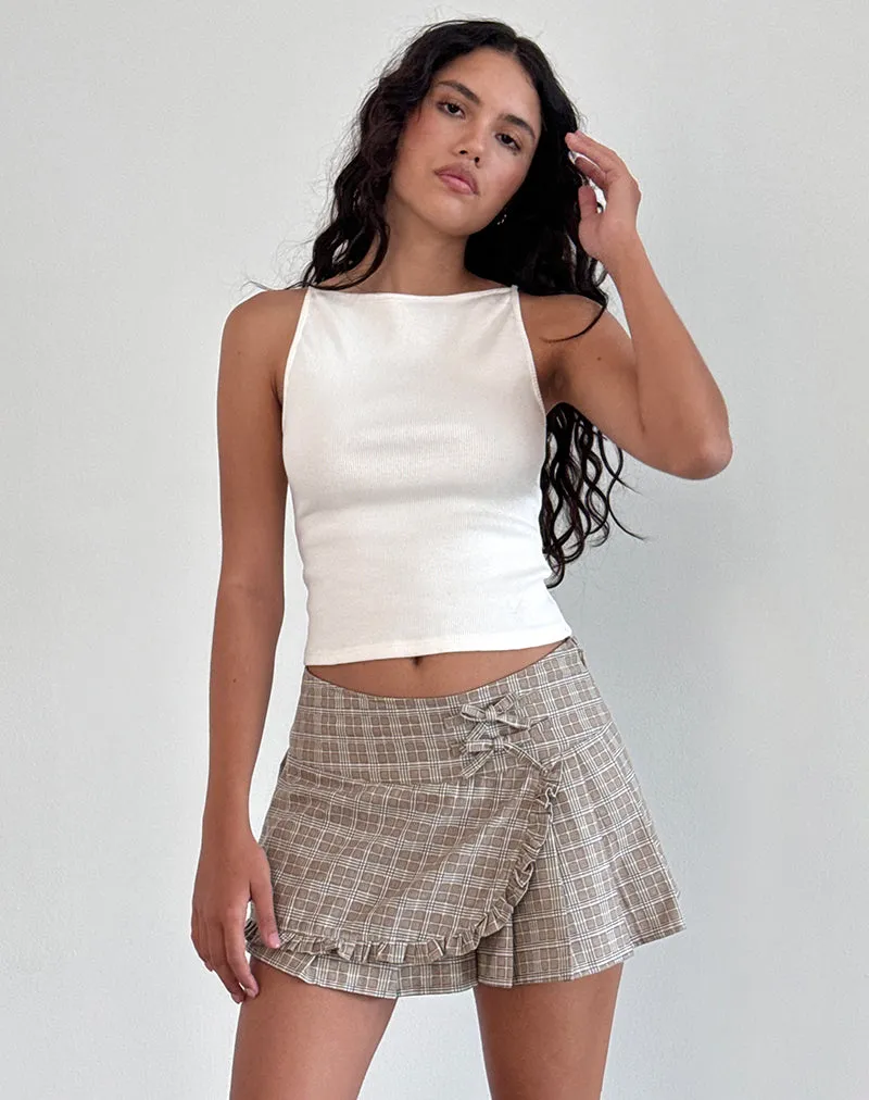 Monana Wrap Micro Skirt in Check Taupe