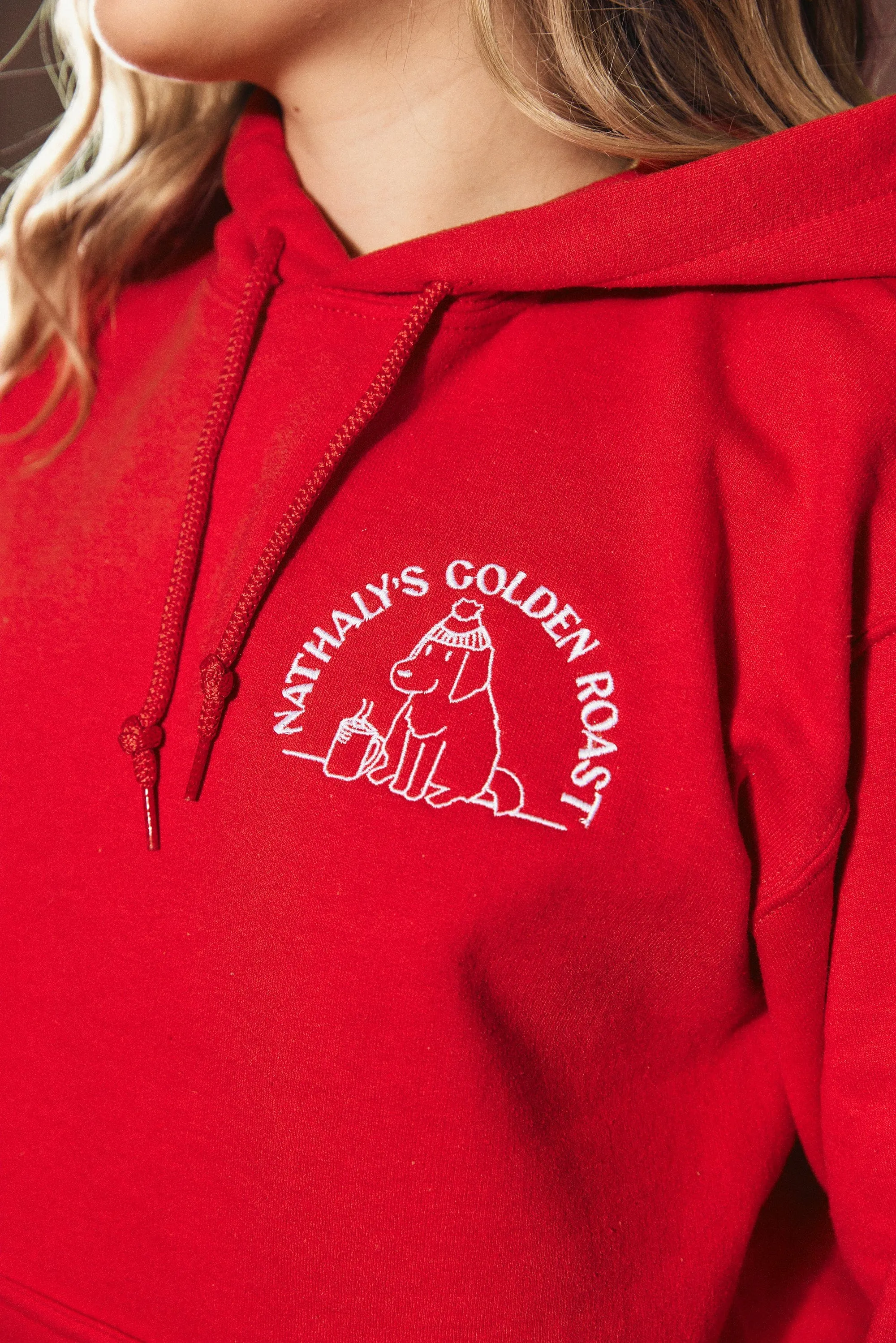 Nathaly Cuevas: Golden Roast Coffee Red Hoodie